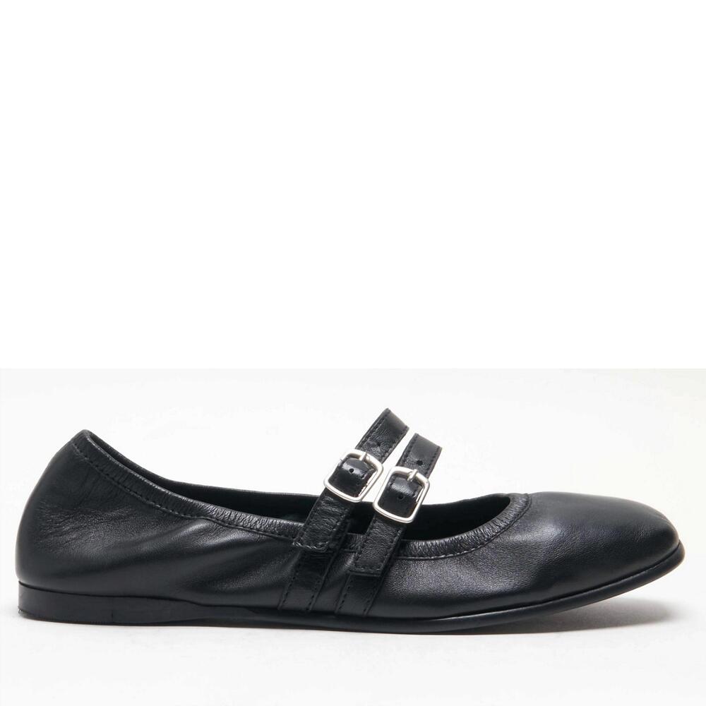 Free People Black Double-Strap Leather Mary Jane Flats NIB